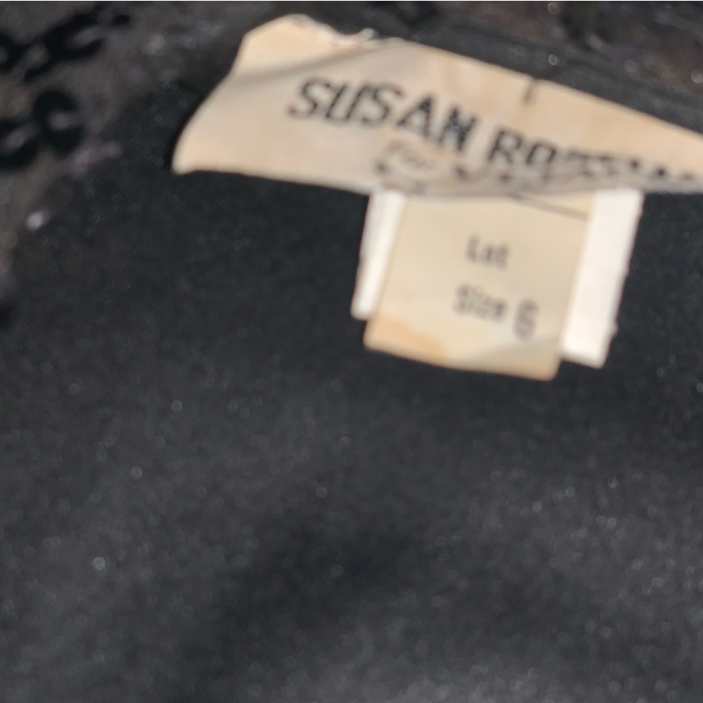 Vintage Susan Roselli for Vijack Cocktail Dress Black Rhinestone Beaded sz6
